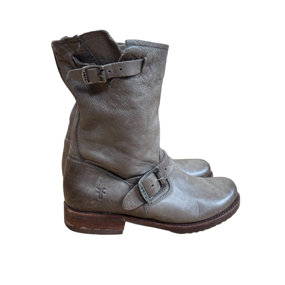 Frye Veronica Shortie Short Grey/Brown Leather Pull-On Boots Women’s Size 6 - Picture 5 of 10